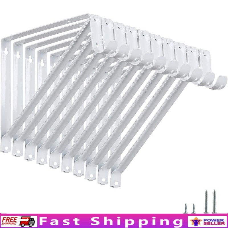 Heavy Duty Closet Shelf Rod Brackets Supports 250lbs Wall Mounted 10-Pack New gallery