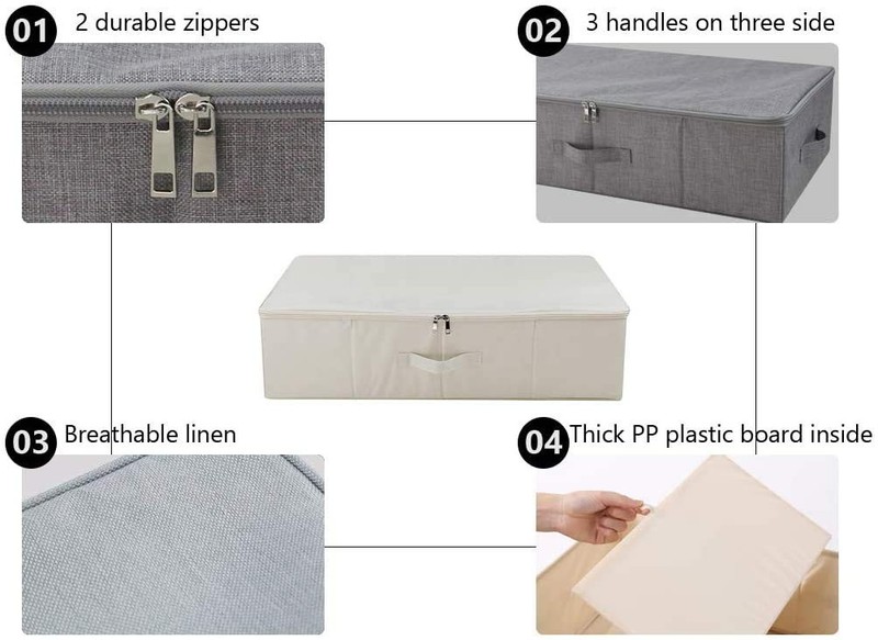 iwill CREATE PRO Pack of 2, Collapsible Rigid Storage Baskets for Underbed Or... gallery