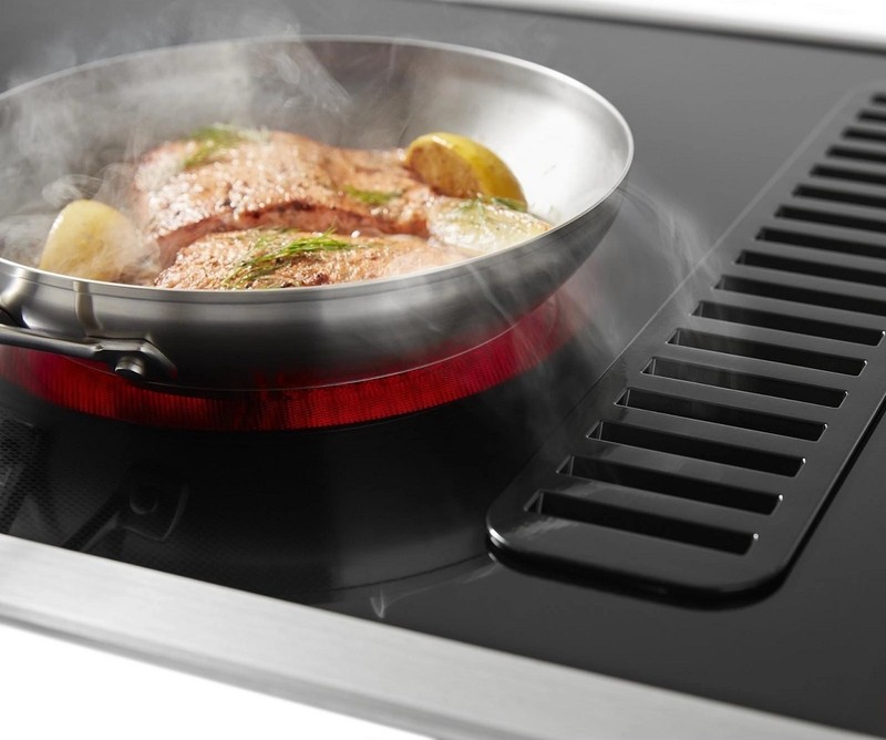 KitchenAid 30" W 4-Element Electric Cooktop w/ Downdraft Exhaust KCED600GSS, NEW gallery