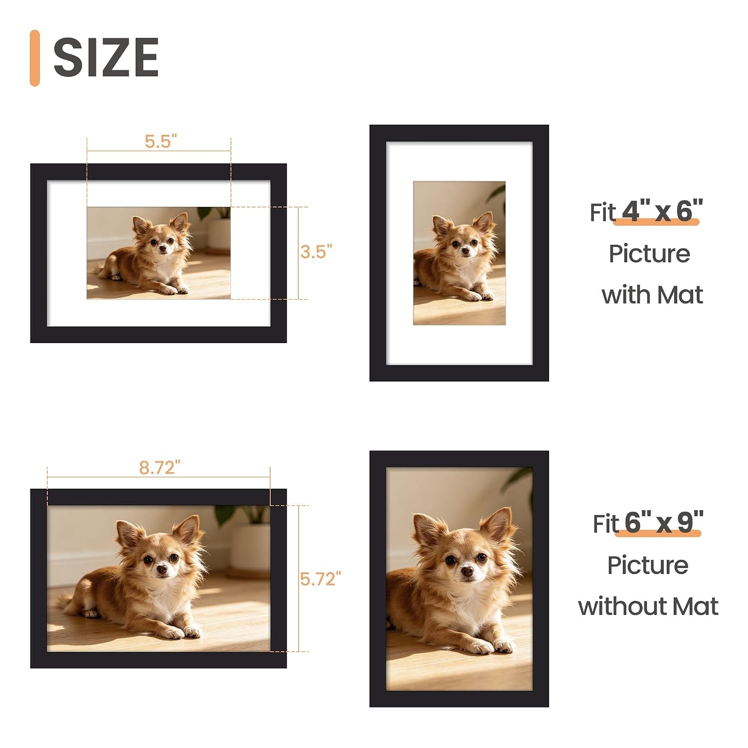 6x9 Picture Frame Display 4x6 with Mat or 6x9 Wall Hanging Picture Frame Home gallery