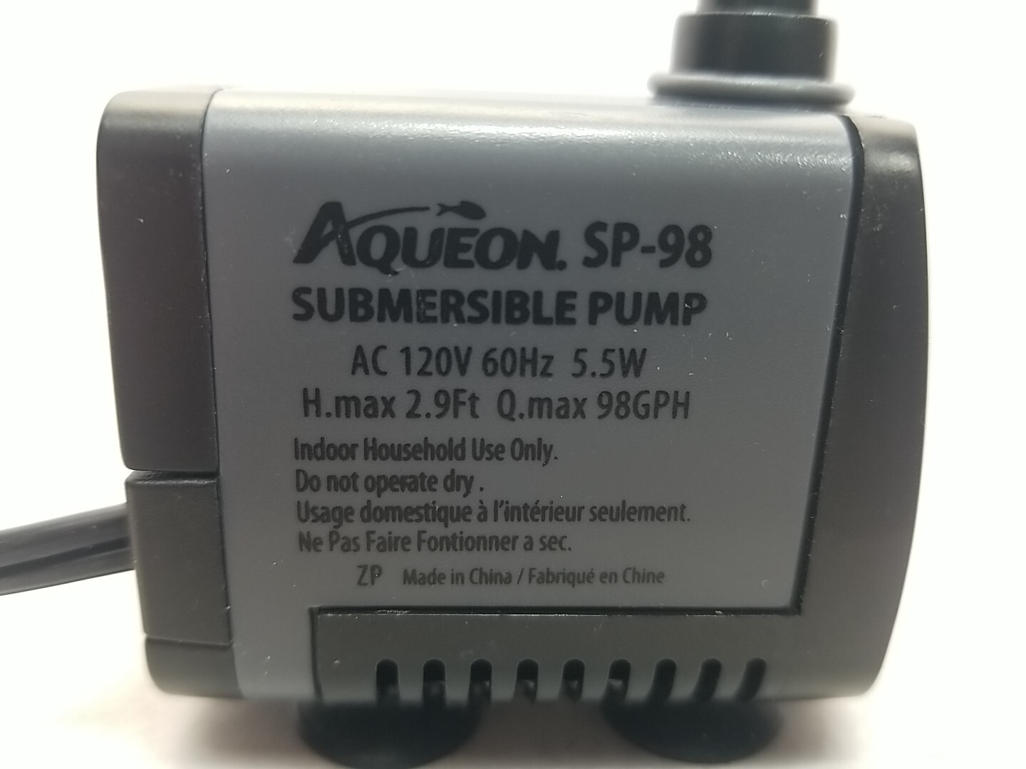 NOS Aqueon Miniature Submersible Water Pump, 120VAC, 5.5W, 60Hz, SP-98, 3130158 gallery