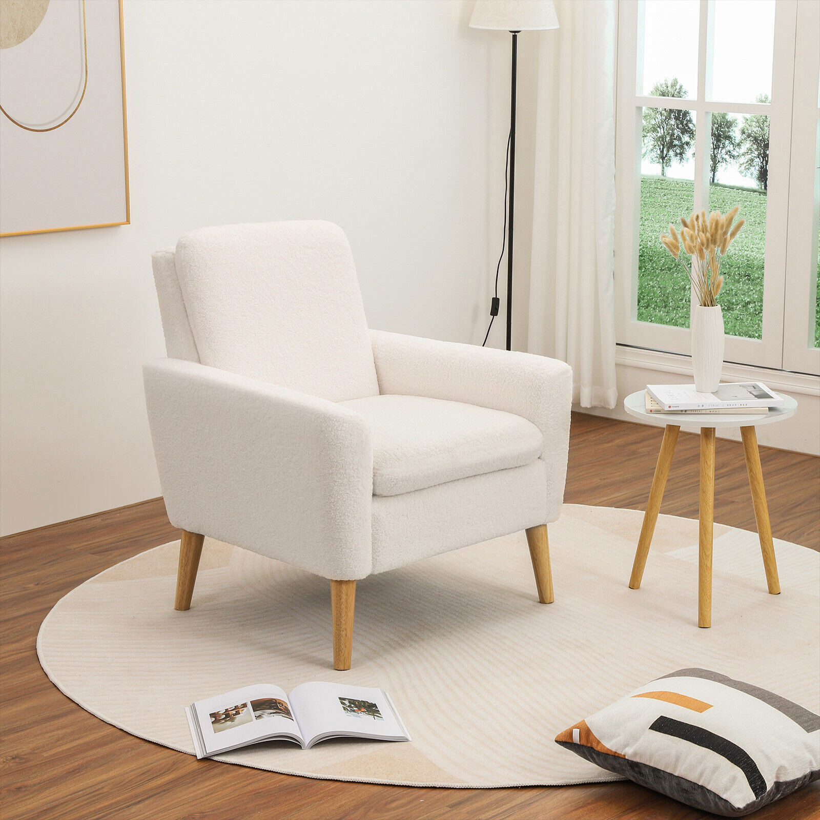 Premium Accent Fabric Chair Single Sofa Comfy Upholstered Arm Chair Living Room gallery
