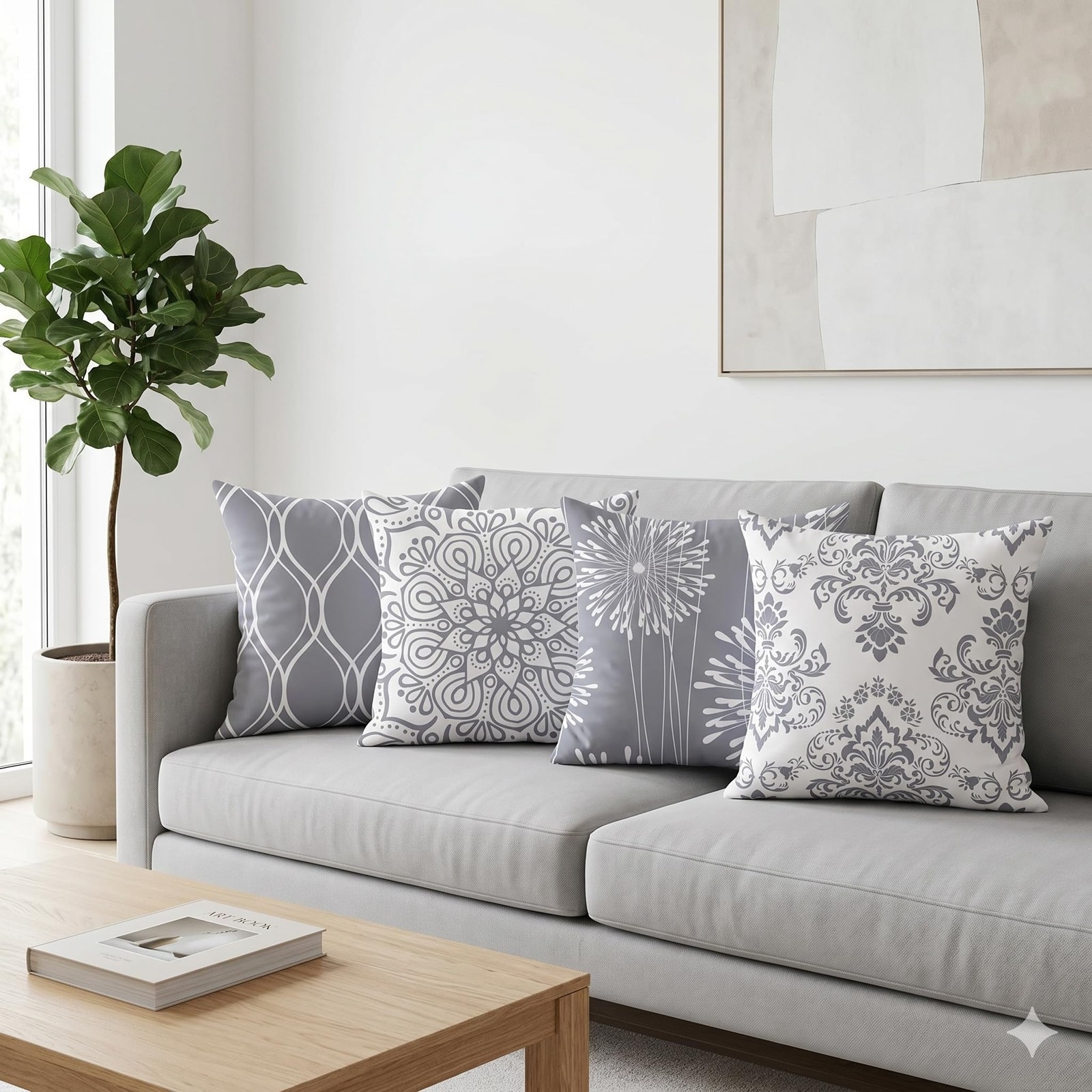 Decorative Throw Pillow Covers 18x18 Set of 4, Grey and White Modern Simple S... gallery