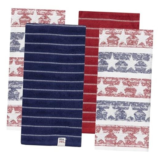 4-Pack Kitchen Towels - 250 Stars - USA 250 Semiquincentennial Patriotic gallery