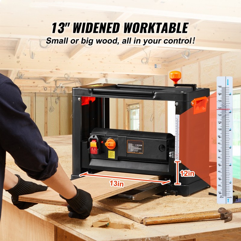 VEVOR Thickness Planer 13-Inch Two-Speed Three-Blade 15-Amp for woodworking gallery