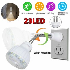 LED Motion-Activated Sensor Night Light Indoor AC Outlet Plug-In Wall Stair Lamp