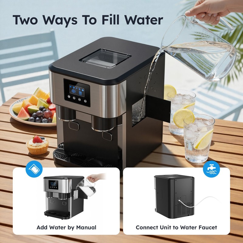 2 in 1 Countertop Ice Cube Maker 33lbs/Day with Water Dispenser Combo Machine gallery