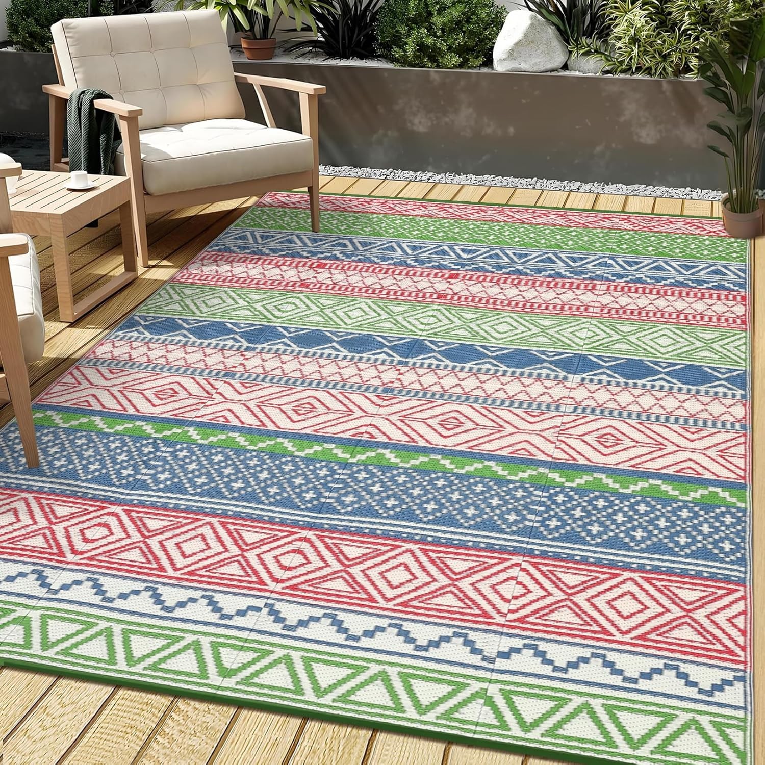 Waterproof Reversible Outdoor Rug Plastic Straw Carpet Camping Mat for RV Beach gallery