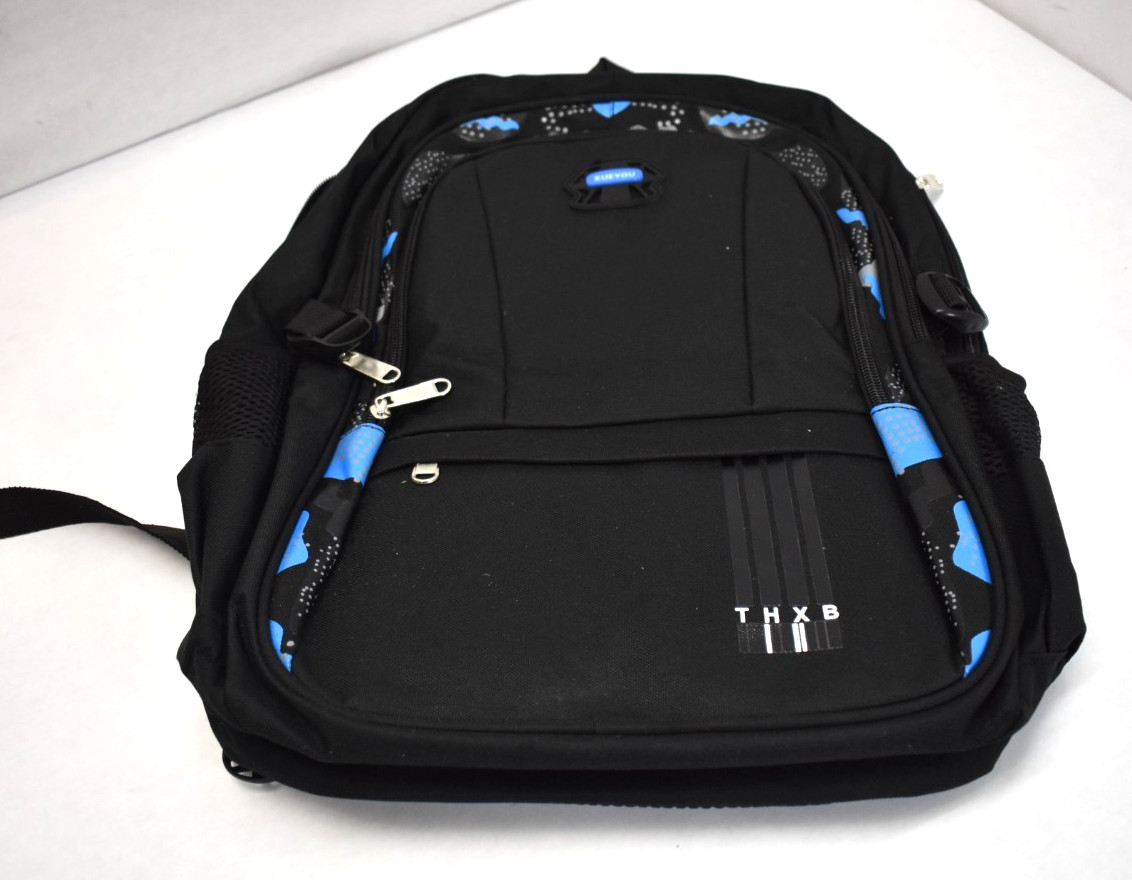 THXB Black & Blue Backpack Lightweight School Backpack Multiple Storage
