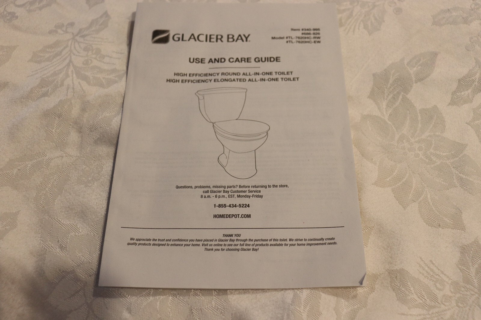Glacier Bay Toilet Installation Use & Care Guide OEM User's Owners Manual 340995 gallery