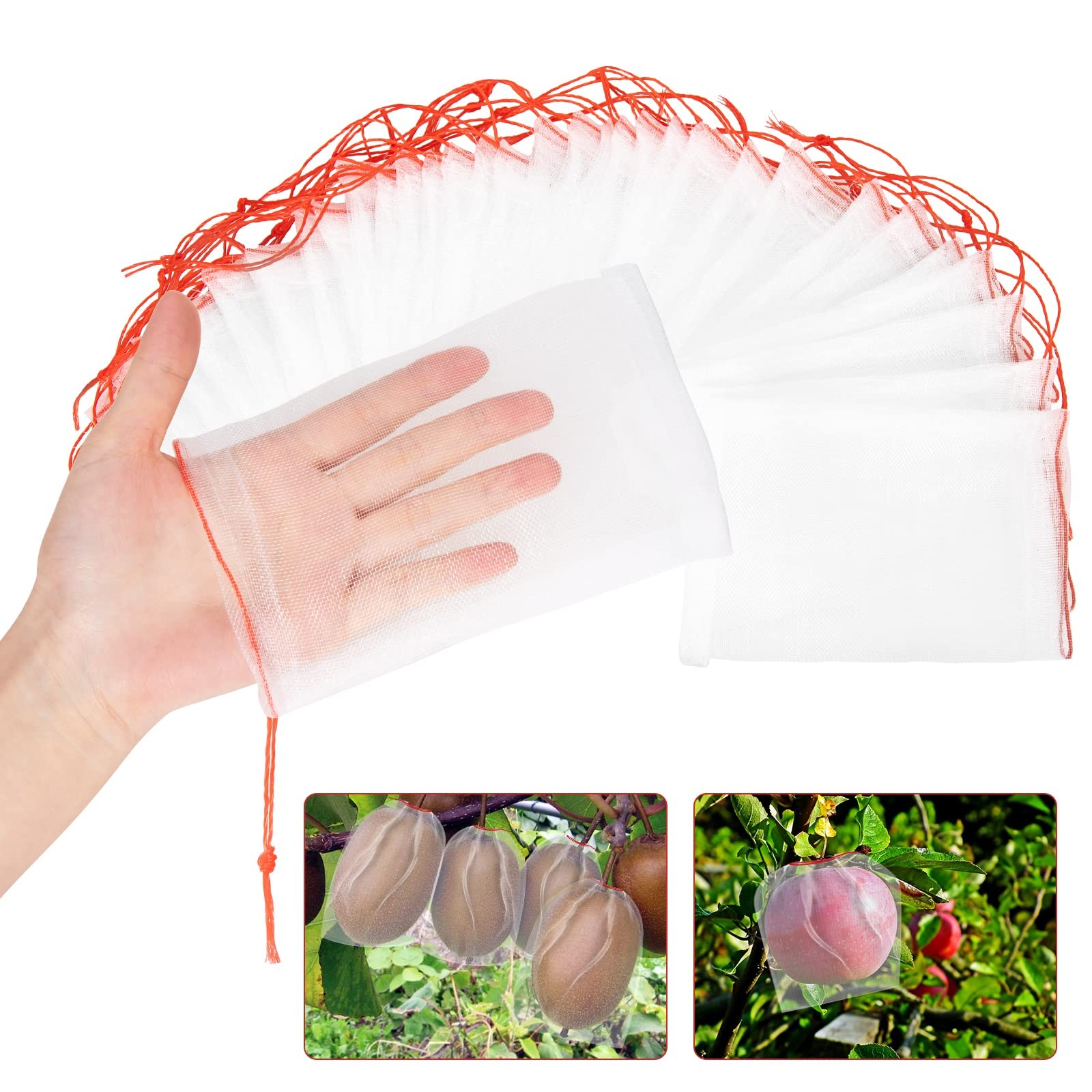 100Pcs Fruit Protection Bags 6x4 Garden Netting Bags with Drawstring Bag NEW gallery
