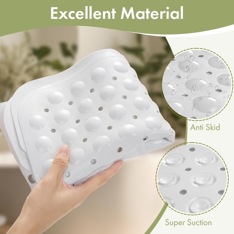 Amazerbath 40X16 Rectangular White Non-slip Bathtub Shower Mat With Suction Cups gallery
