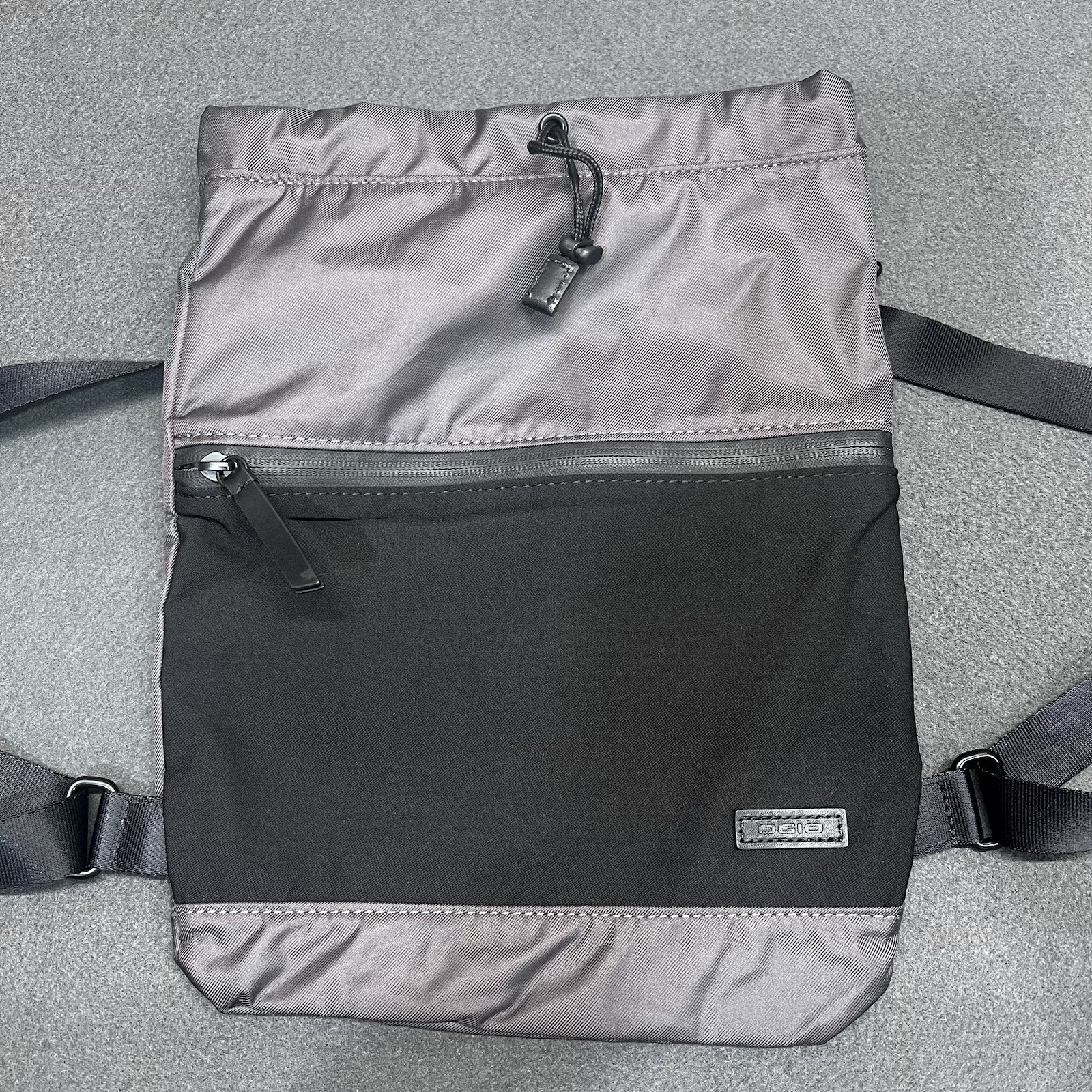 Ogio XIX Drawstring Backpack Shoulder Bag – Black & Gray Zip Drawstring – EUC