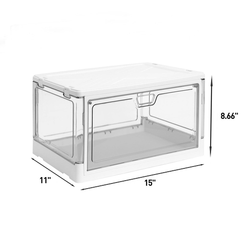 3pack Clear Stackable Storage Bins With Lids Magnetic Doors Open Front Foldable gallery