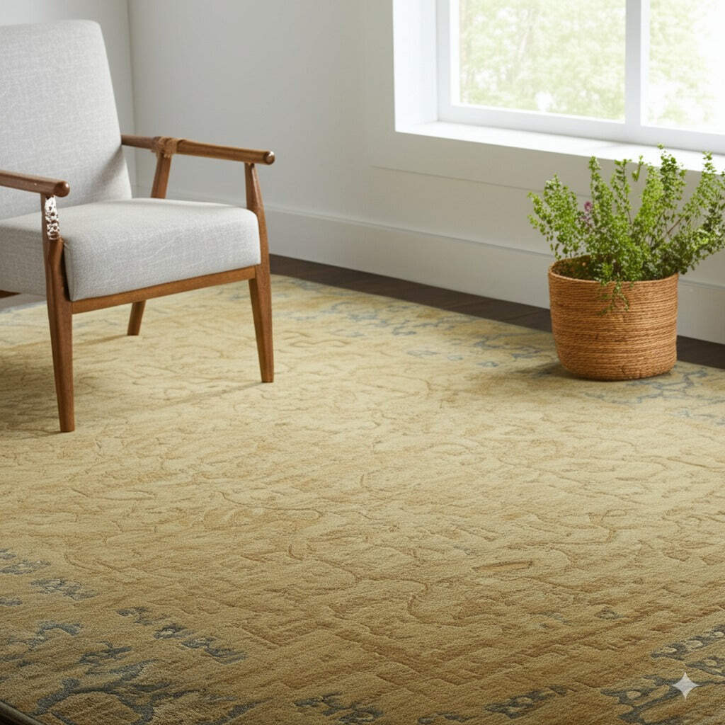 Warm Bianca Gold Hand Knotted Wool Rug | Sizes 5x15 6x20 12x18 10x14 5x13 gallery