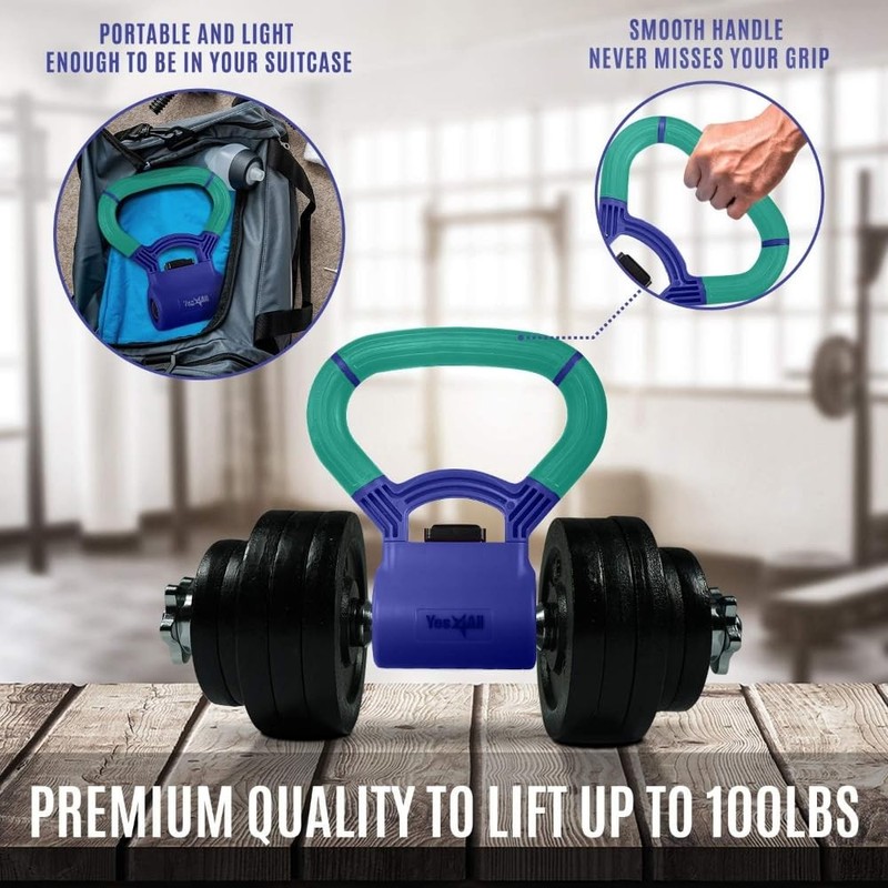 Yes4All Kettlebell Grip Handle Converts Dumbbells Kettlebells Teal/Mint Purple gallery