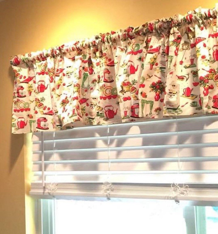 Fifties Kitchen Valance Vintage Home Decor 42"W x 14"L Gift For Housewarming gallery