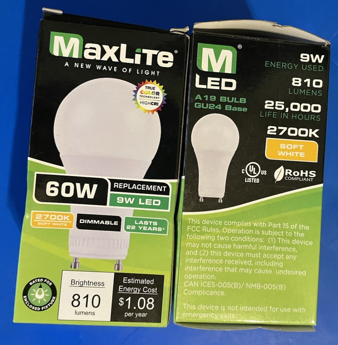 MaxLite GU24 Base 2700 K A19 Dimmable 9W LED Bulb 2 Count gallery