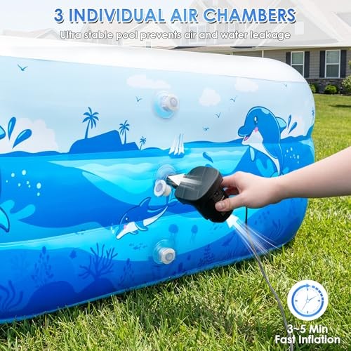 Extra Large Inflatable Pool for Adults, 165"x76"x22" Full-Sized Blow Up Blue gallery