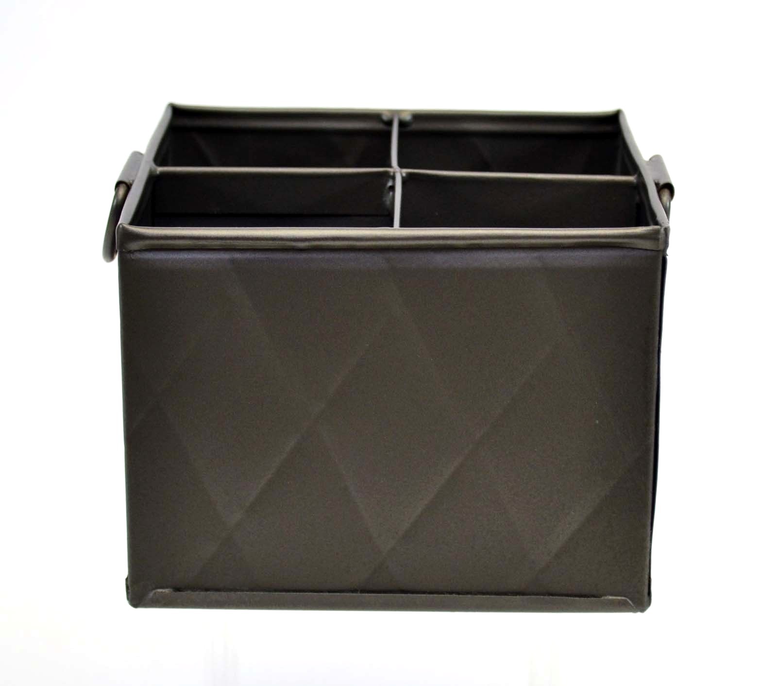 4 Section Tin Square Storage Box, Quilted Pattern-5 5/8"L x 5 5/8"W x 4.5"H. gallery