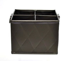 4 Section Tin Square Storage Box, Quilted Pattern-5 5/8″L x 5 5/8″W x 4.5″H.