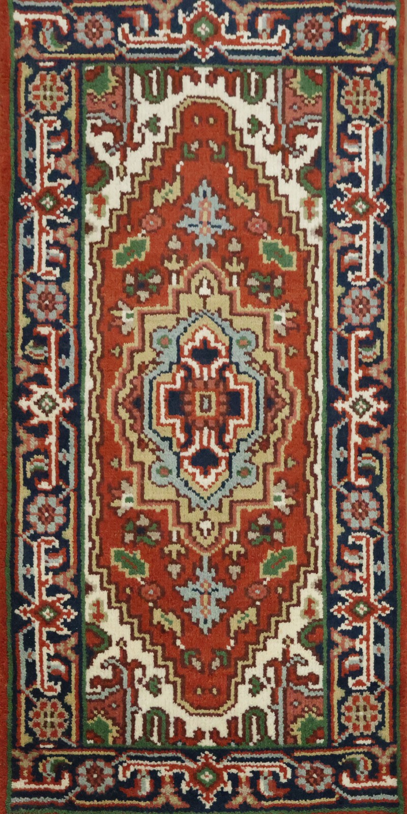 Rustic Red and Navy Carpet Traditional Accent Rug Hand-Knotted Wool gallery