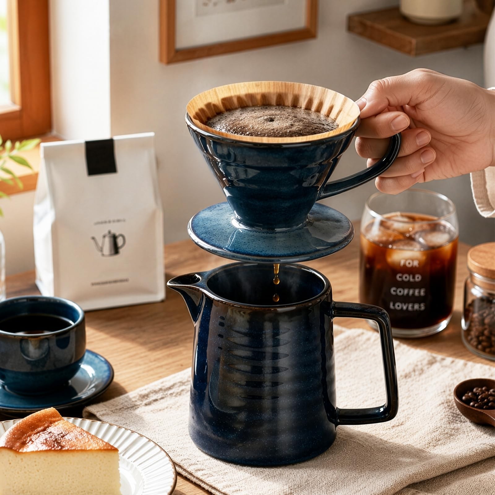 Pour Over Coffee Maker, Ceramic Coffee Dripper Set with 40pcs , 15oz/450ml Ca... gallery