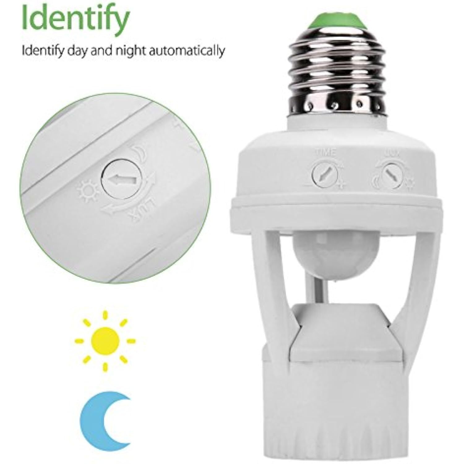 Screw-In Motion Activated Sensor Light Bulb Control Socket Adapter Dusk to Dawn gallery