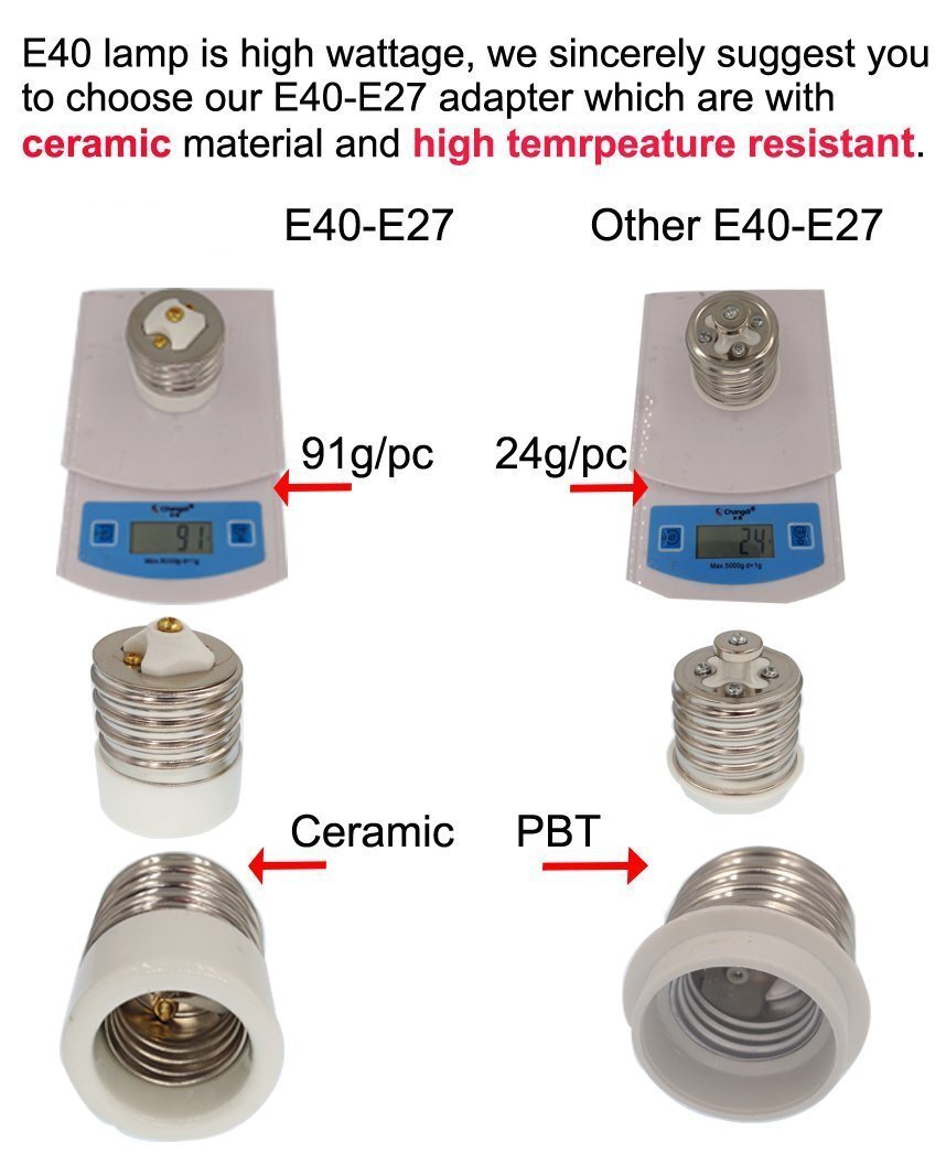 pack Of 3 Yi Lighting E39 To E26/e27 Adapter Mogul Base To Standard Socket Bas gallery