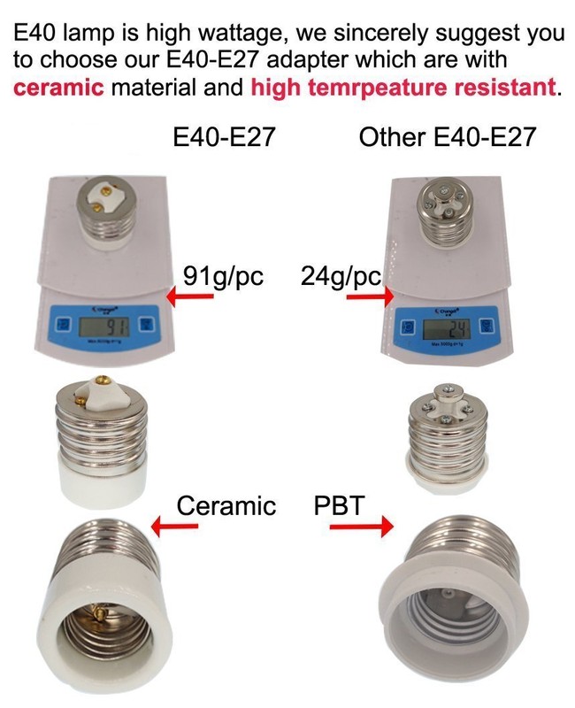 pack Of 3 Yi Lighting E39 To E26/e27 Adapter Mogul Base To Standard Socket Bas gallery