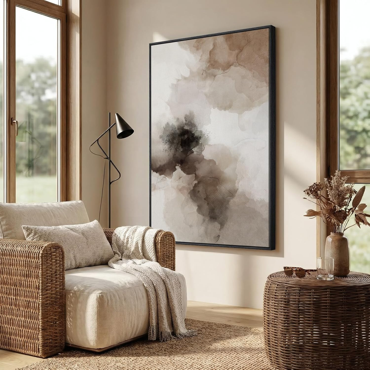Extra Large Neutral Abstract Wall Art for Modern Living Room Decor 40x60 In gallery