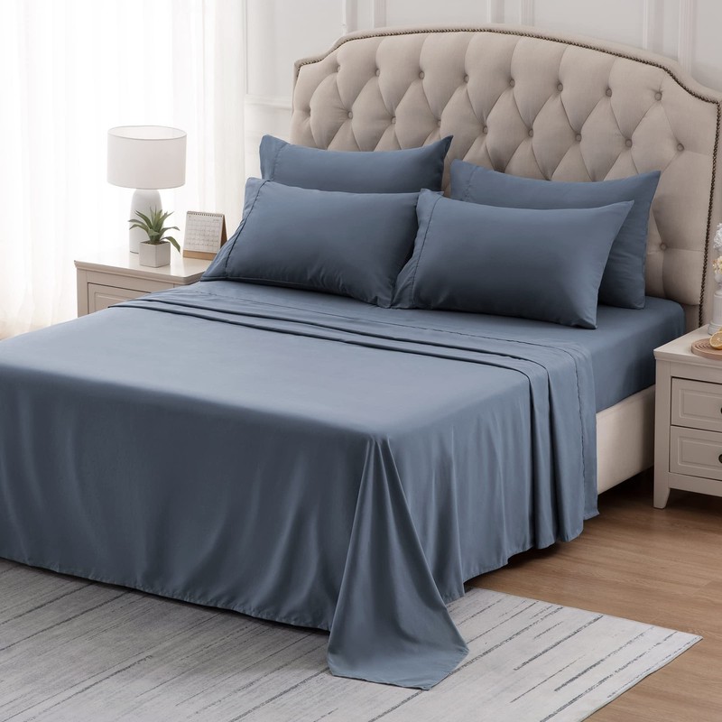 SLEEP ZONE Nanotex Super Soft Cooling Queen Bed Sheets Set 4 Piece - Easy Car... gallery