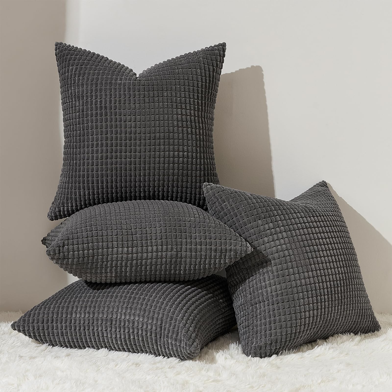 Darkgrey Throw Pillow Covers 12x12 Inch Set of 4 Modern Farmhouse Home Decor ... gallery