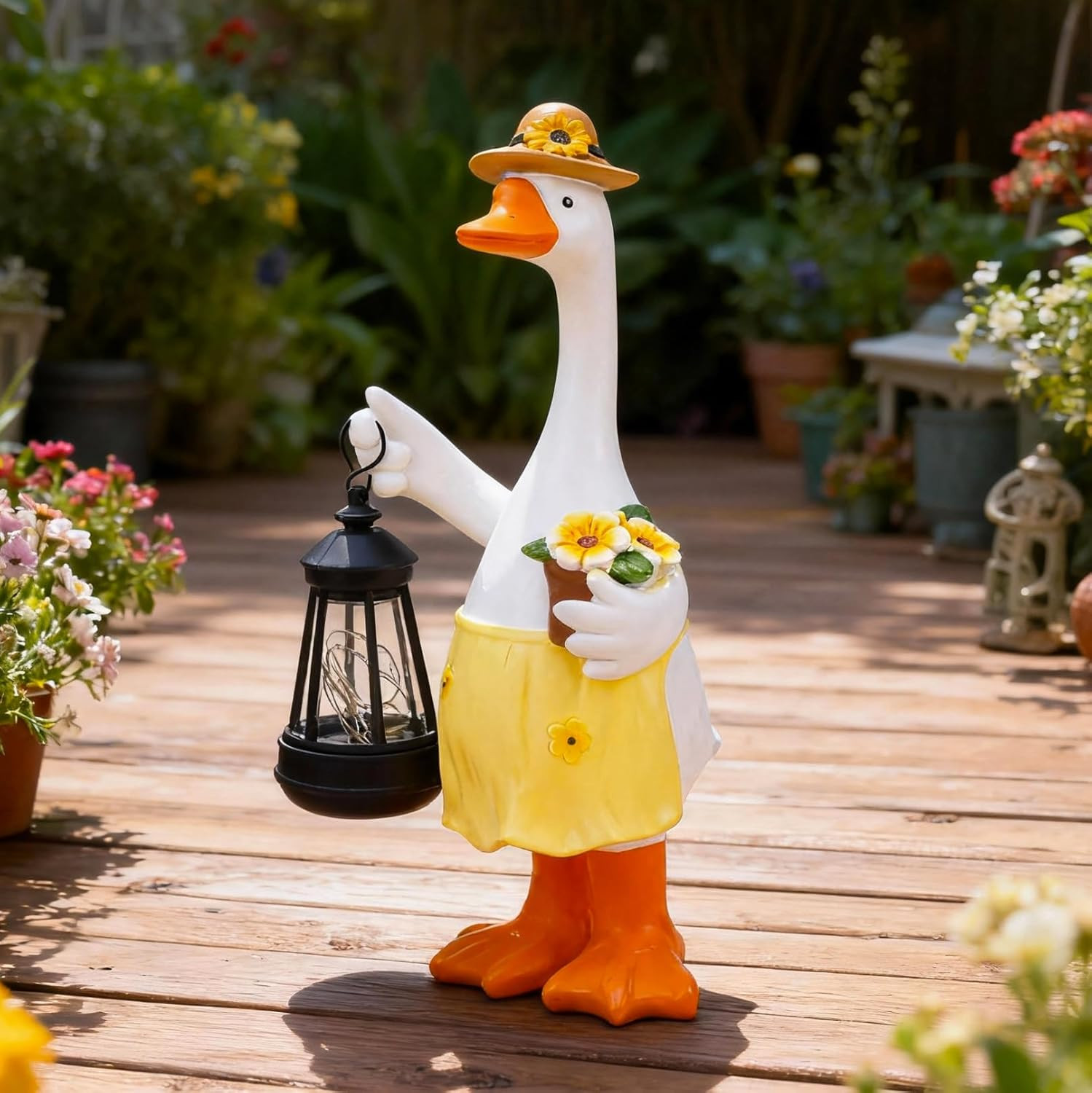 Porch Goose Garden Statue Goose Statues Front Porch Lawn Home Goose With Flower gallery