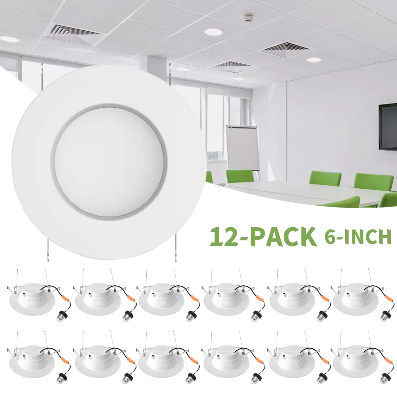 12x Retrofit LED Recessed Lighting 6 Inch, 2700K/3000K/3500K/4000K/5000K Select gallery