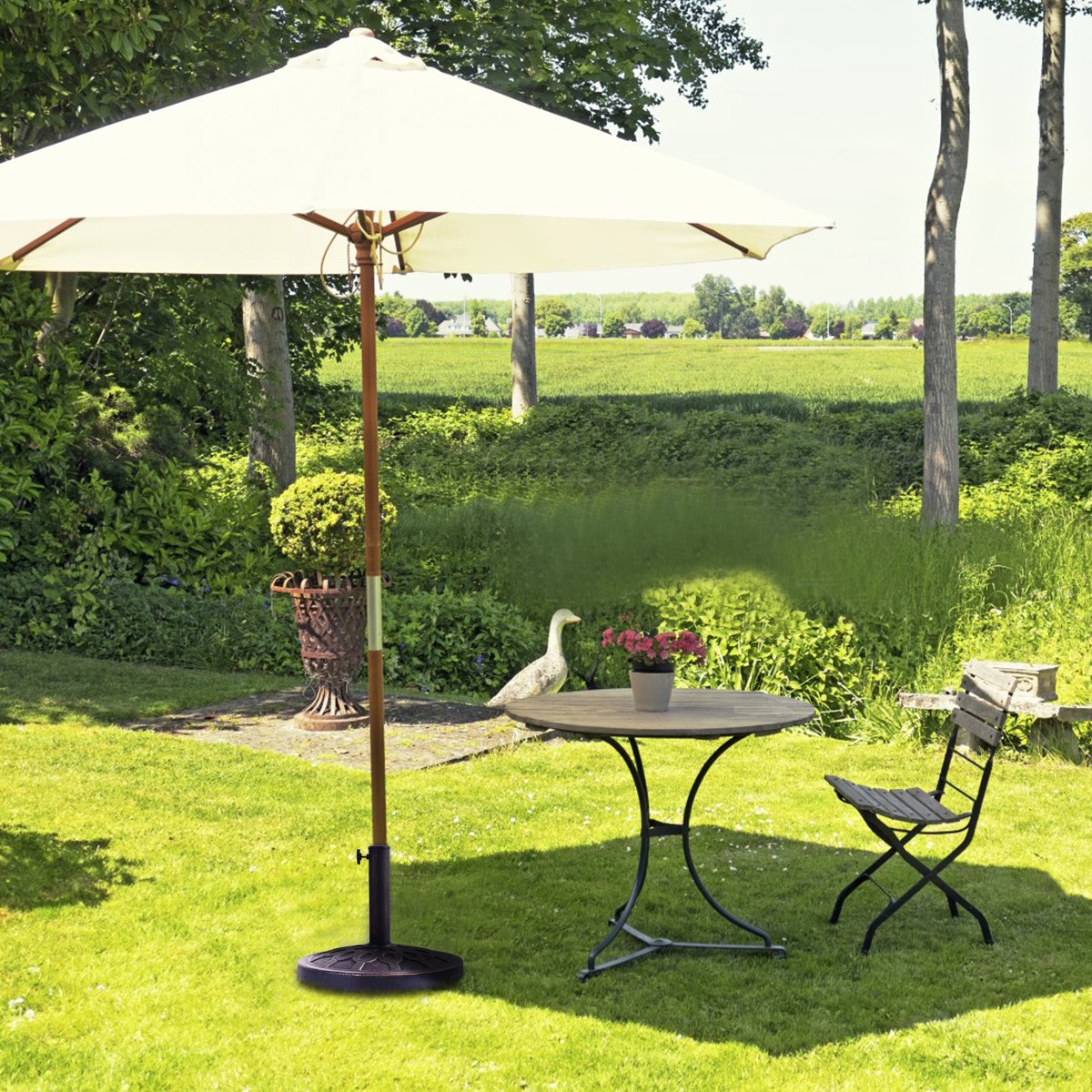 Costway 18" Round Umbrella Base Stand Market Standing Outdoor Garden Heavy Duty gallery