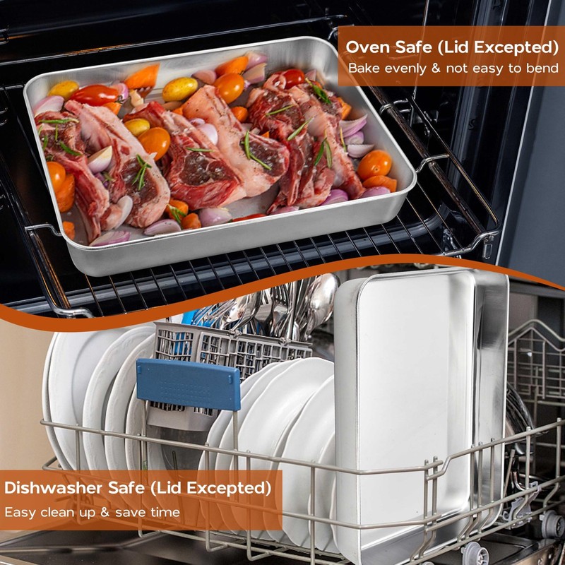 9¾ x 12½ x 2 Inch Baking Pans Set, Stainless Steel Retangle Sheet Cake Lasagn... gallery