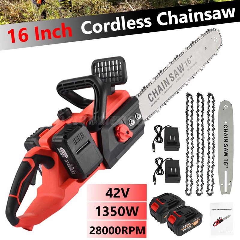 12/16" Cordless Chainsaw Brushless Electric Handheld Chain Saw w/Battery&Charger gallery