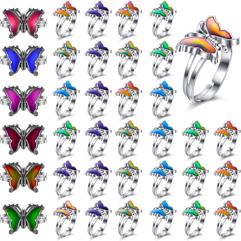 Color Changing Mood Ring Adjustable Size Rings For Kids Girls Boys 30PC 30PC gallery