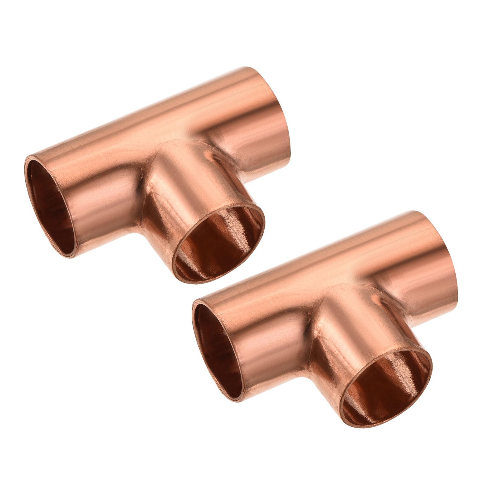 2 pack Tee Copper Fitting 3 Way Welding Joint 3/4 Inch ID gallery