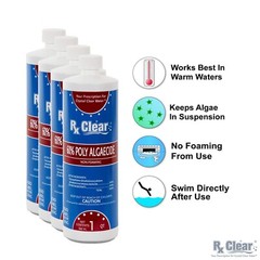 Rx Clear Swimming Pool 60 Plus Prevents Algaecide Chemical – 4 x 1 Quart Bottles