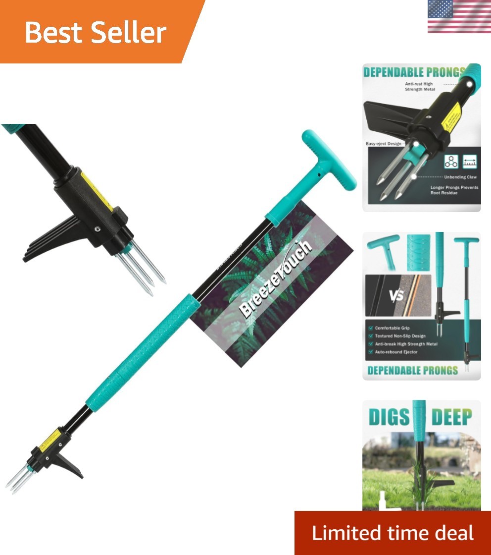39" Weed Pulling Tool, 3-Claw Detachable Weed Puller Tool with Long Handle, H... gallery