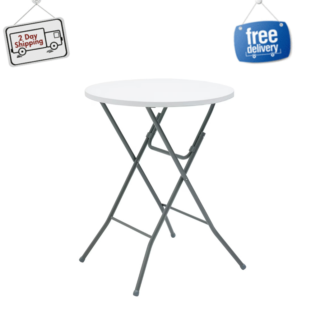Mainstays 31" Round High-Top Folding Table, White Portable Cocktail Bar Bistro gallery