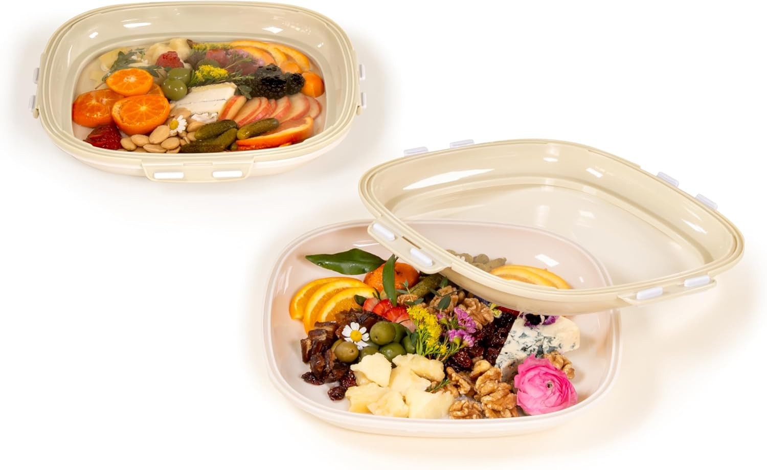 2-Pack Portable Snack Tray | Food Containers with Reversible Stretch Lid | Bp... gallery
