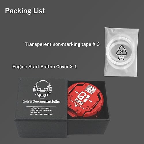 ???????? | Metal Mecha Push Start Button Cover, Car Press-A1-Red-Wordl gallery