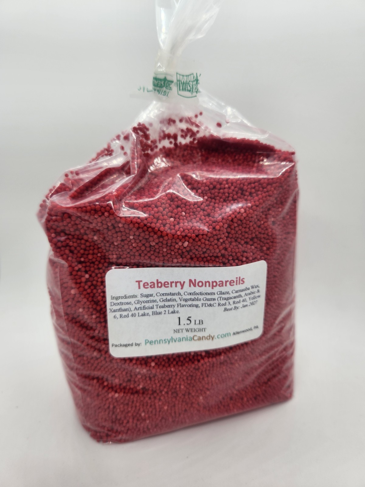 PA Candy 2 lb TEABERRY NONPAREILS Red Sprinkles Jimmies Teaberries Topping gallery