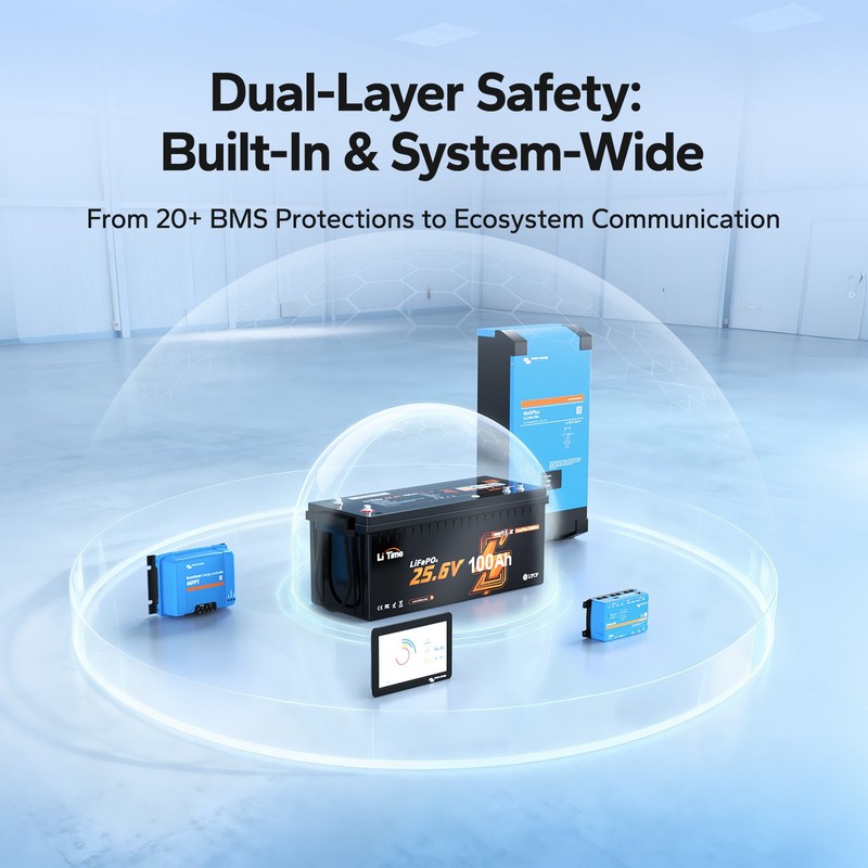 LiTime 24V 100Ah ComFlex Bluetooth LiFePO4 Lithium Battery For Solar RV Marine gallery