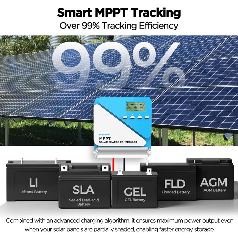 30A 12V/24V MPPT Solar Charge Controller with WiFi/Bluetooth APP, Max Output ... gallery
