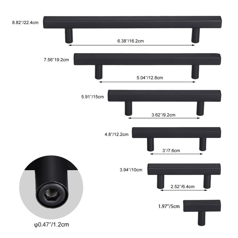 LOT Kitchen Cabinet Handles Pulls Matte Black Stainless Steel Drawer T Bar Pulls gallery