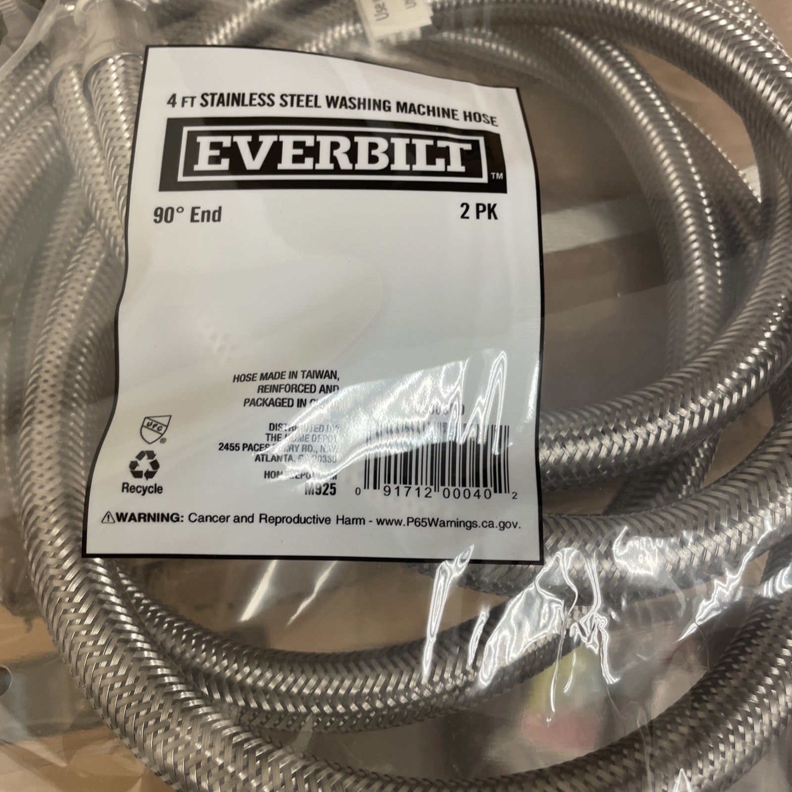 Everbilt 4 ft. Polymer Coated Stainless Steel Washing Machine Connector (2-Pack) gallery